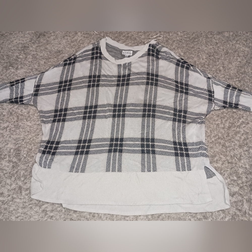 Women's Wonderly Sweater‎ Top Size P/XL Color Cream Black Christmas Festive Cute